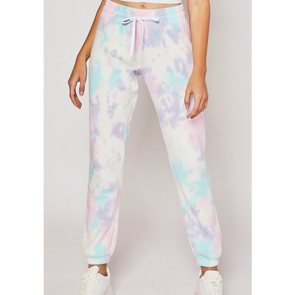 NEW Soft Fleece Pastel Tie Dye Jogger Sweat Pants - Picture 2 of 7